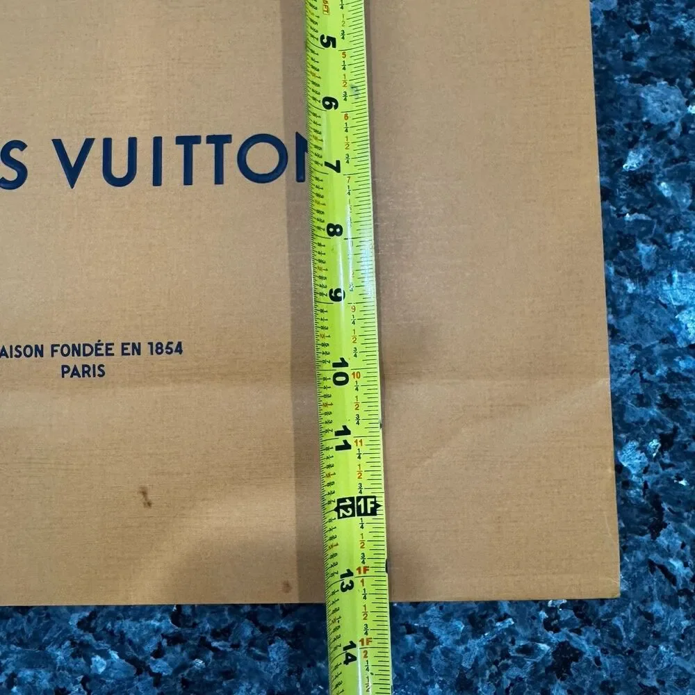 Louis Vuitton Paper Bag Orange with Blue Handles 16x13x6 + Blank Envelope